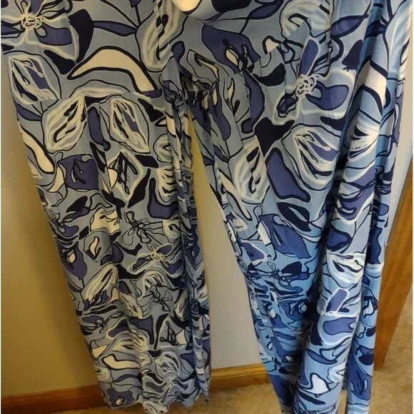 Sincerely Jules Blue White Abstract Print Wide Leg Jumpsuit Size Small - Picture 11 of 15